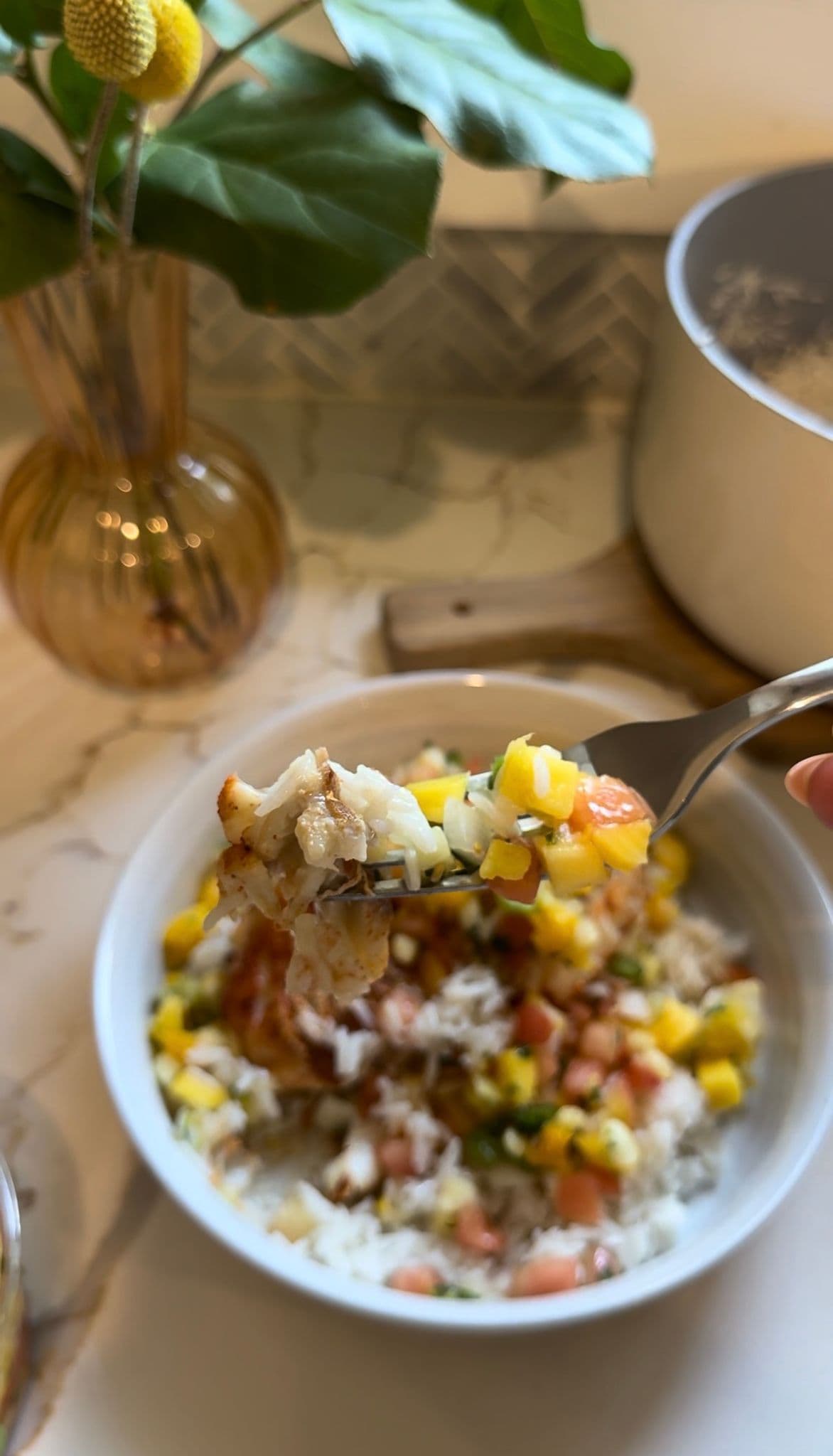 Mango Pineapple Cod with Coconut Rice