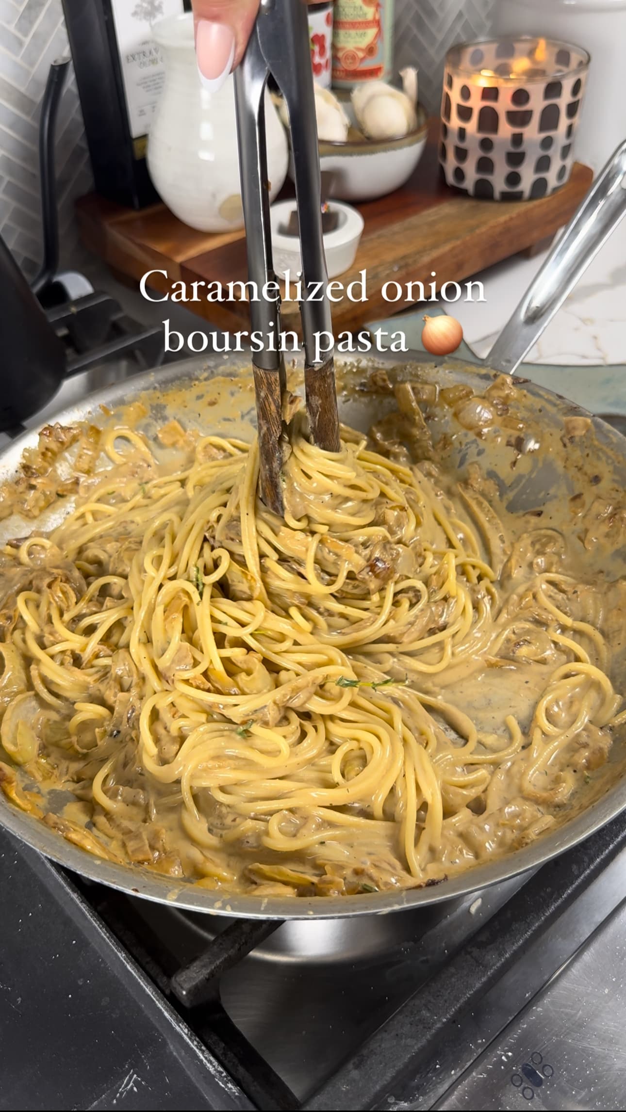 Caramelized Onion and Boursin Pasta