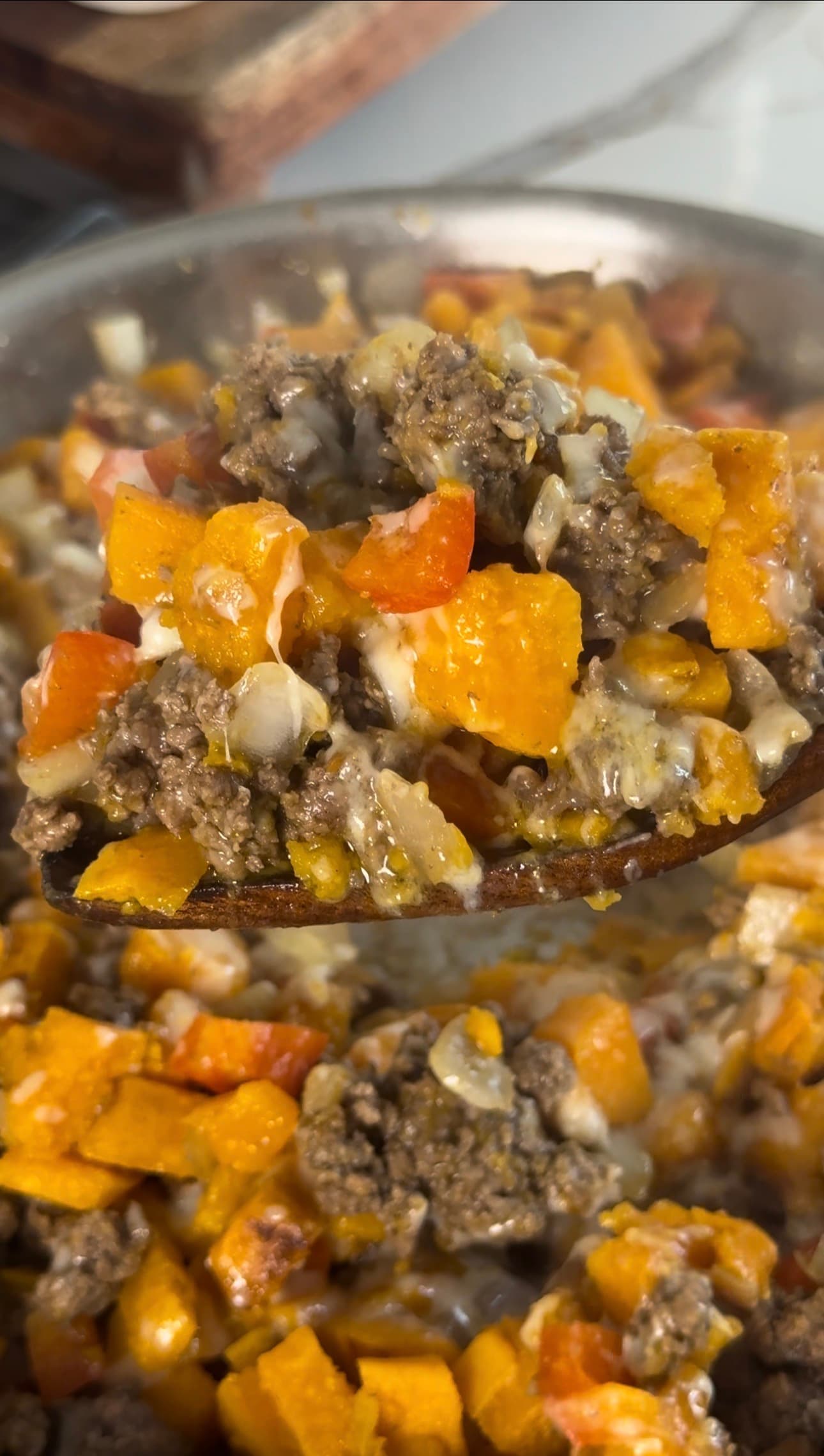 Sweet Potato Cheeseburger Skillet