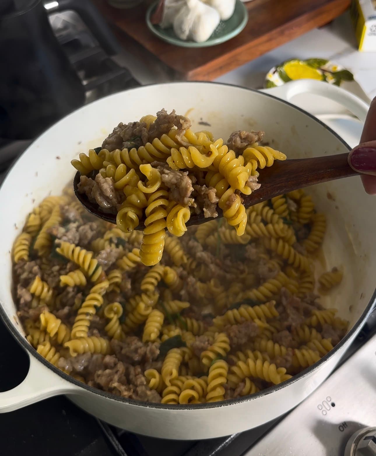 One Pot Sausage and Spinach Pasta
